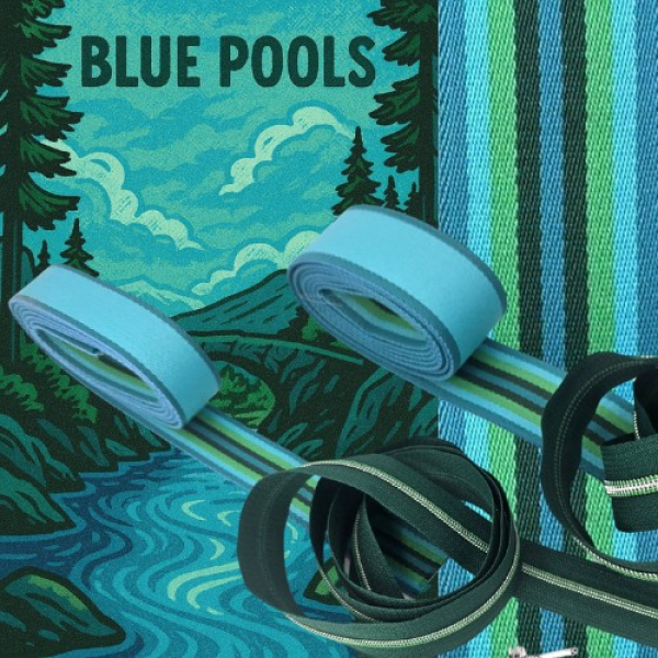 2,5 cm Gurtband "Blue Pools"